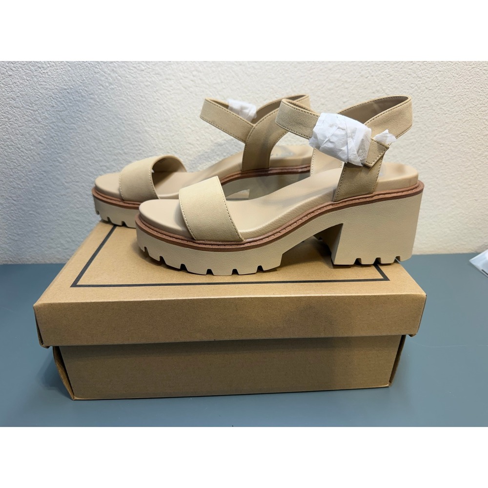 MIA Savy Womens Sand Platform Lug Sole Block Heel Sandals GS1424918 Size 8M‎
